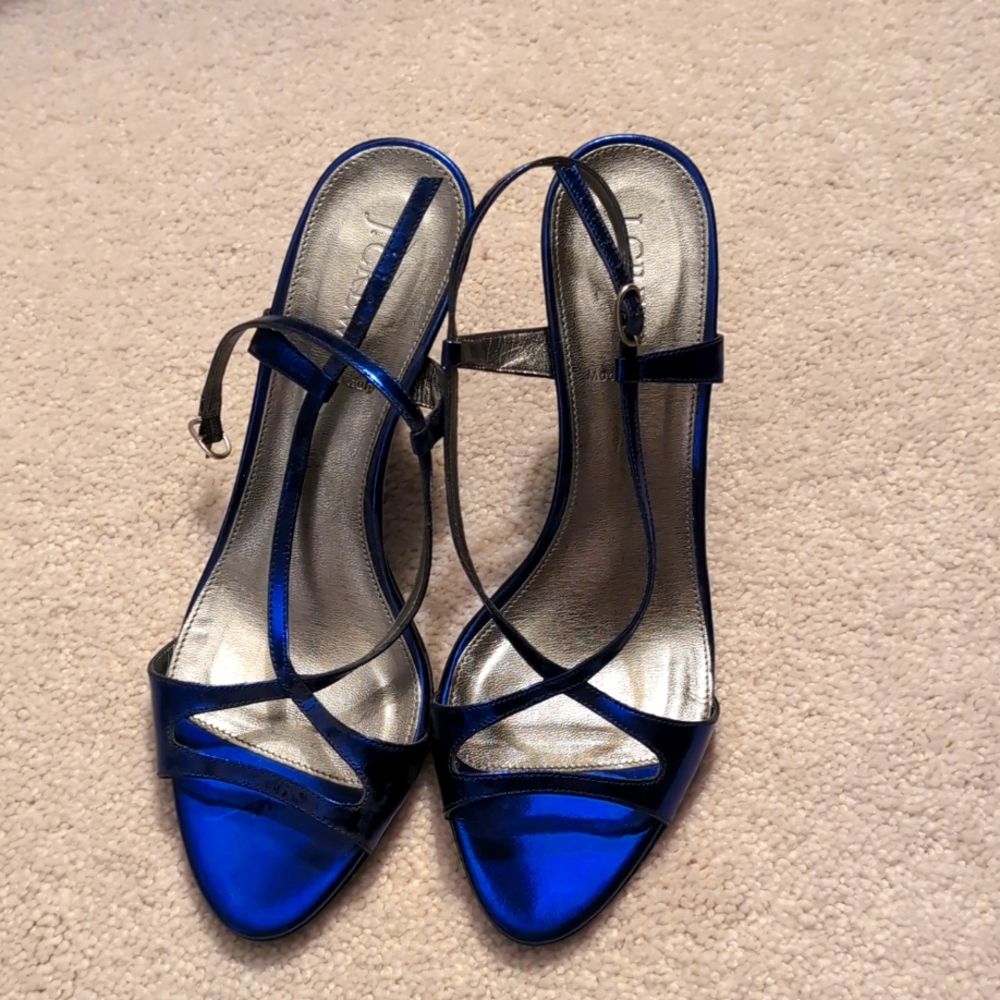 JCrew Sapphire Blue Patent Italian Heels 7.5